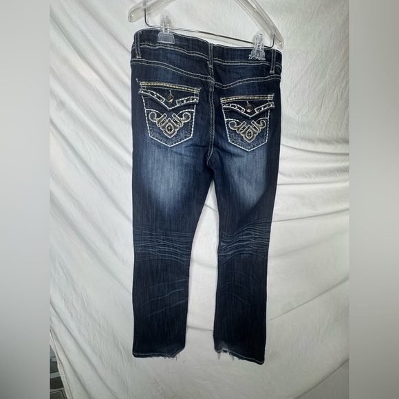 Y2K ZCO Curve Dark Wash Embellished Flare Jeans Size 7/8 - Picture 2 of 5